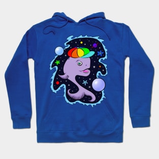 Space Whale Rainbow Hat Hoodie